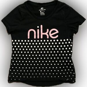 Nike Tee Scoop Dot Girls T-Shirt. Black, White, and Pink. Rare Size S